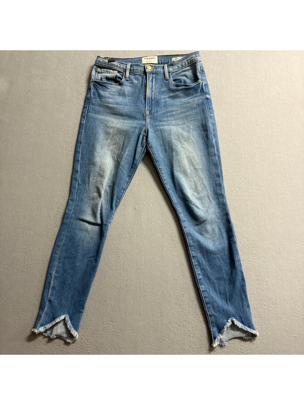 Frame Denim Ali High Rise Cigarette Jeans Women Size 27 Blue Raw Step Hem